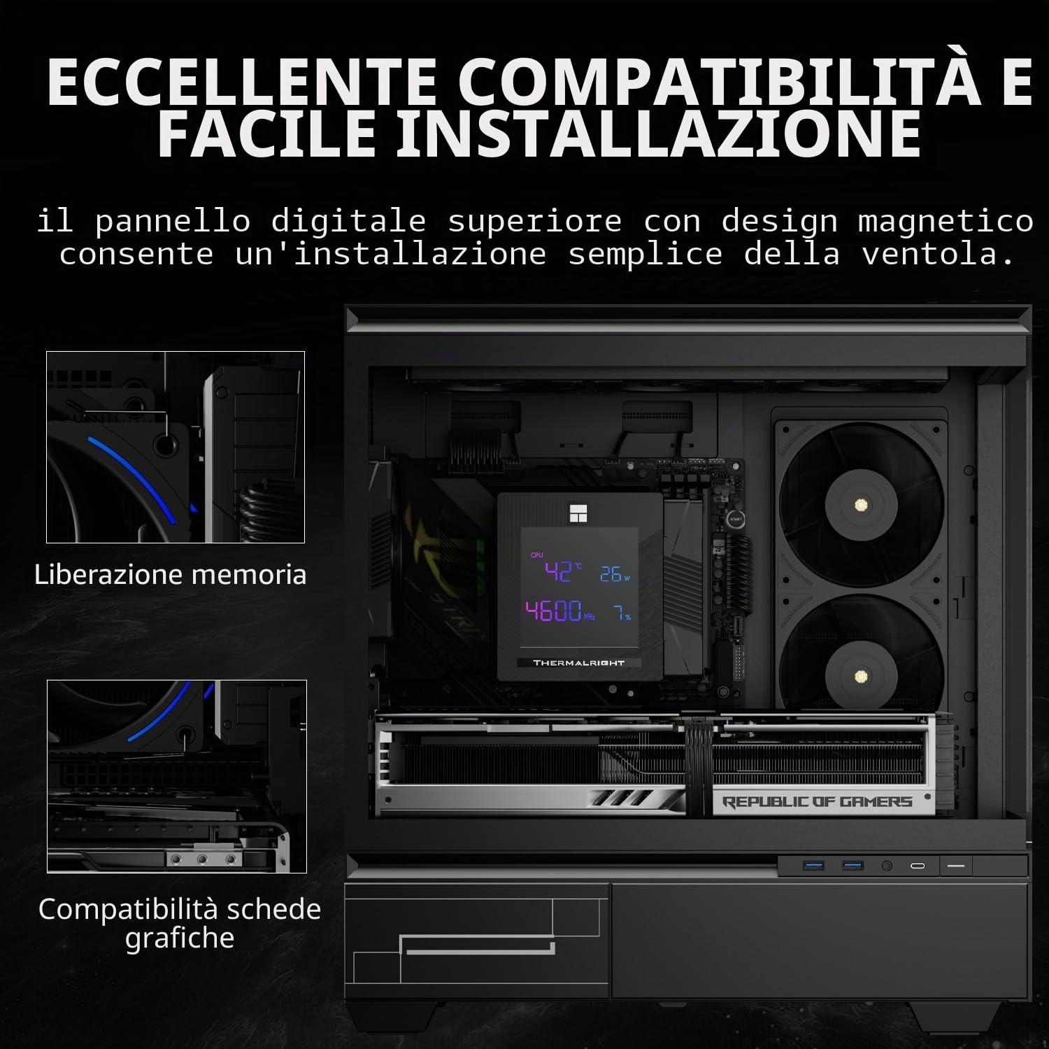 Thermalright Phantom Spirit 120 Digital EVO CPU, 7 Heatpipes CPU, Dual 120 mm, Digital Screen Top Cover, per AM4/AM5/Intel LGA1700/1851/1150/1151/1200, raffreddamento PC