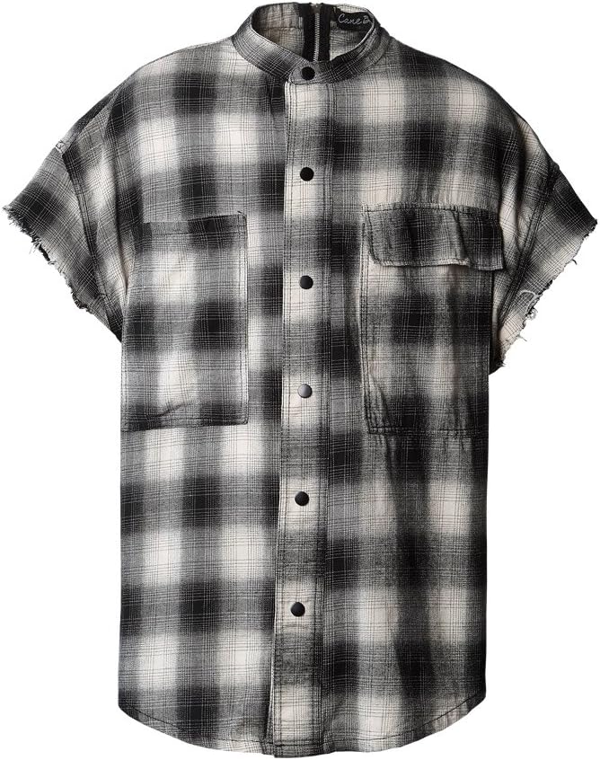 CANE BROS CHECK BACK ZIPPER SHIRTS IVORY