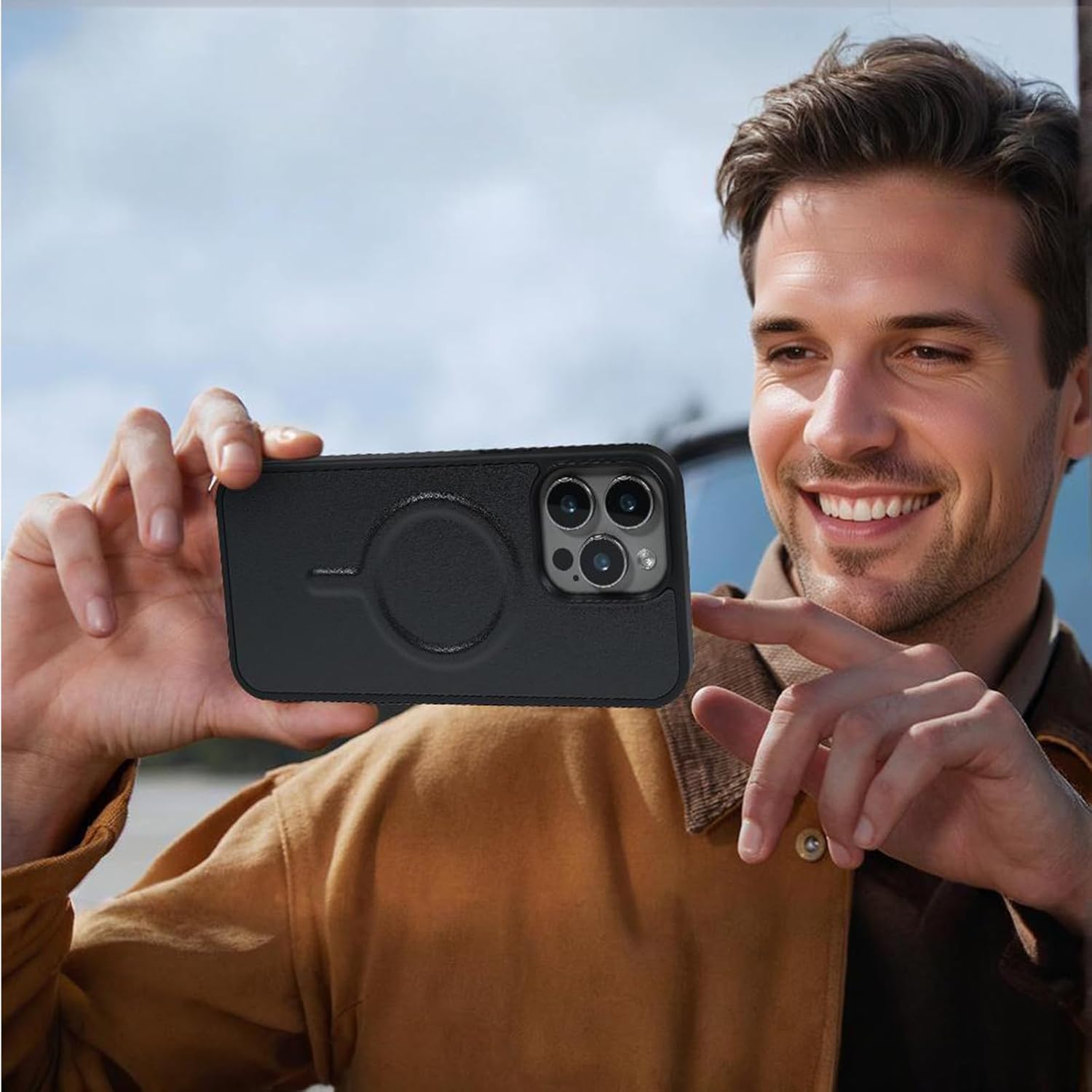 Magnetic Case for iPhone 15/14 / 13 Wallet Compatible with Magsafe RFID Blocking Card Holder Detachable Phone Cover Kickstand Snap Strap Zipper Pocket PU Leather 6.1 inch (Black)