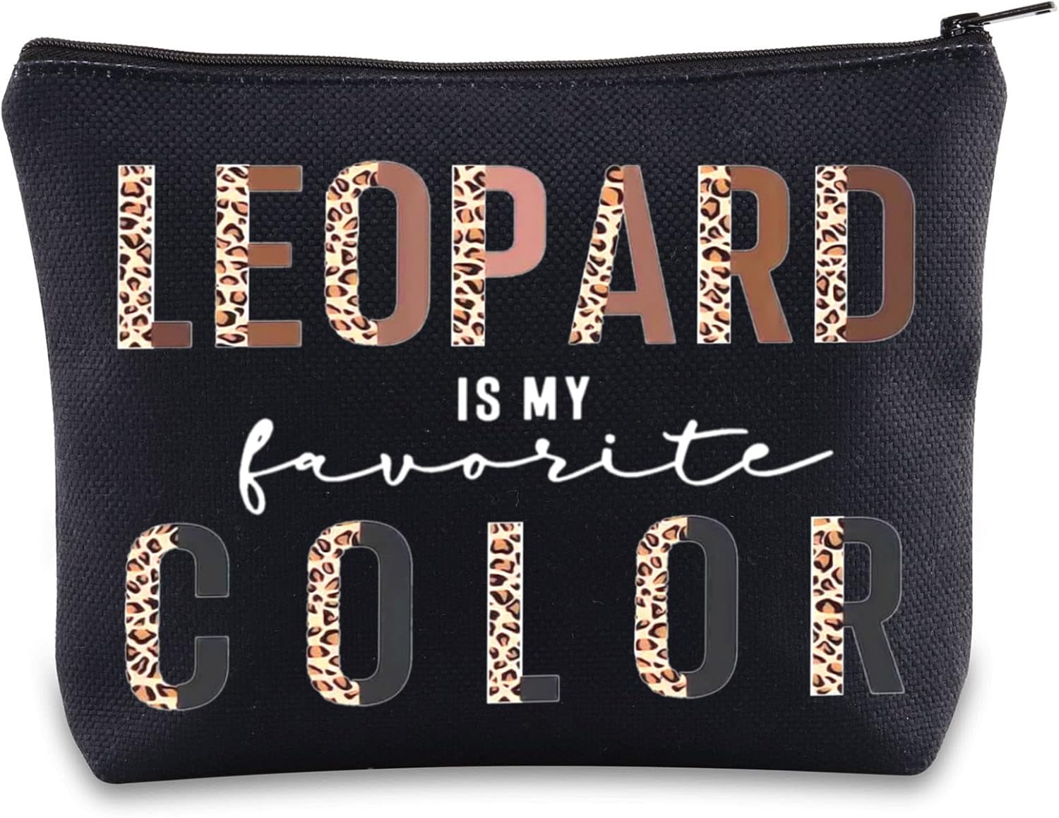 BWWKTOP Leopard Lovers Cosmetic Makeup Bag - Zipper Pouch, Leopard Fans Gifts, My Favorite Color Merchandise