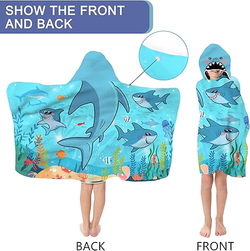 Miniatura 4 de Bonsai Tree Toalla de playa de sirena para niños con capucha, toalla de poncho de microfibra con capucha de cola de sirena para niñas, 30 x 50