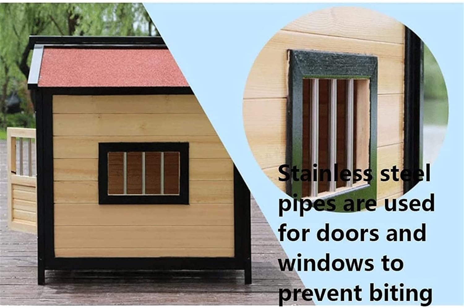 Dog House Wooden Outdoor Pet Log Cabin Kennel Weather Resistant Waterproof with Door Flap Drawable Base Plate Home Pet Furniture for Small Medium Large Animals (Medium)