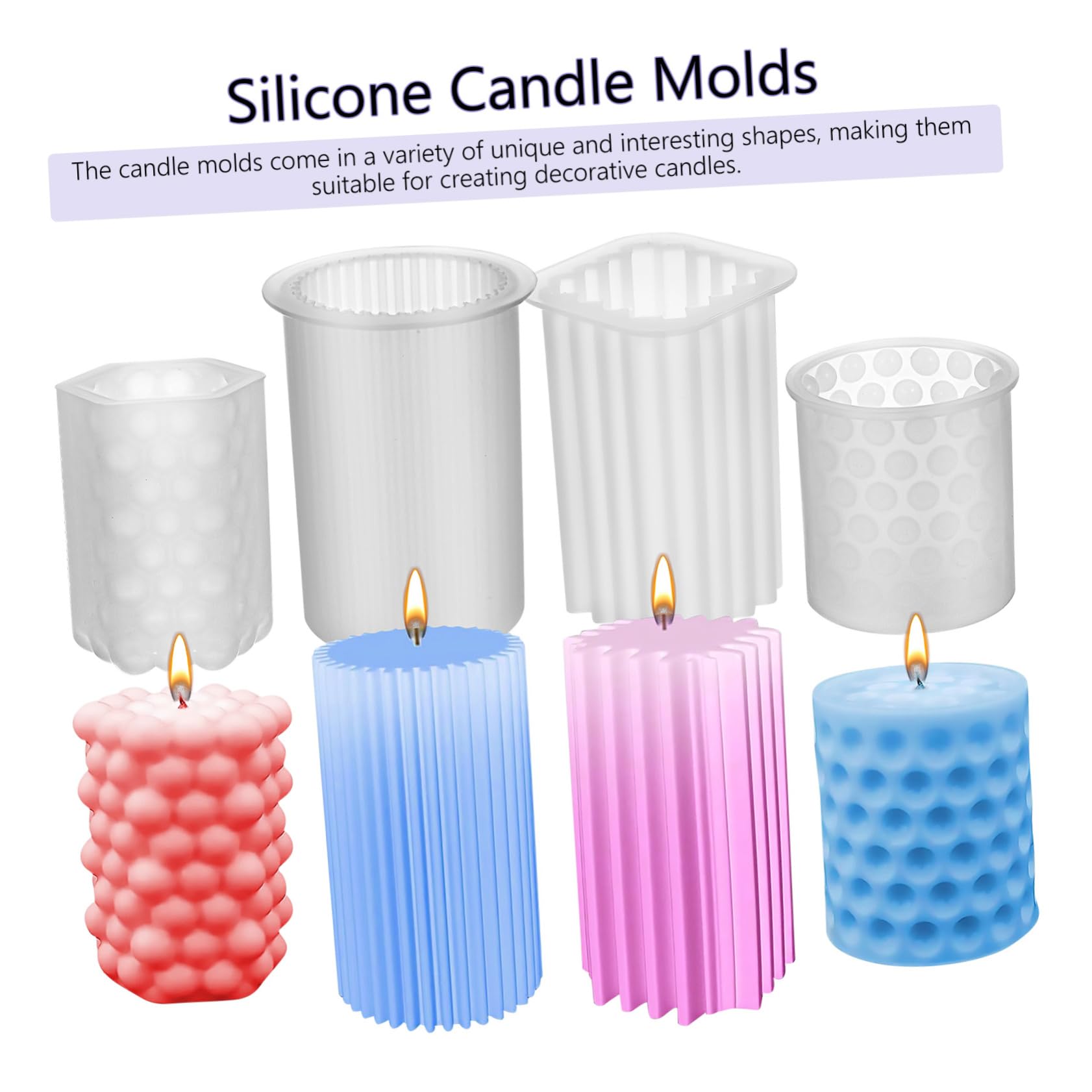 Uonlytech 3 Series Molde De Vela Fabricación De Velas Moldes Para Velas Votivo Perfumado Forma Molde De Silicona Para Velas Molde De Silicona De Escritorio Gel De Sílice 4 Piezas X 3