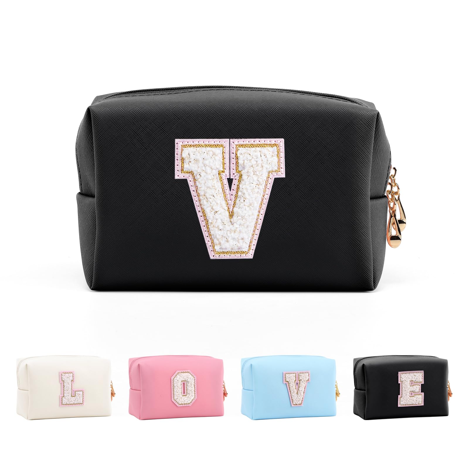 Bolsa de Maquillaje, Bolsa de Cosméticos Impermeable de Viaje, PU Cuero, Neceser de Baño, Bolsa De Aseo Y Almacenamiento para Mujer,Cosas Preppy para niñas Adolescentes (Letra A-Z) — view 85