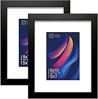 Vista 42 de VCK Paquete de 2 portarretratos de 8 x 10 pulgadas, roble natural, madera de alta gama con vidrio templado, para fotos de 5 x 7 pulgadas