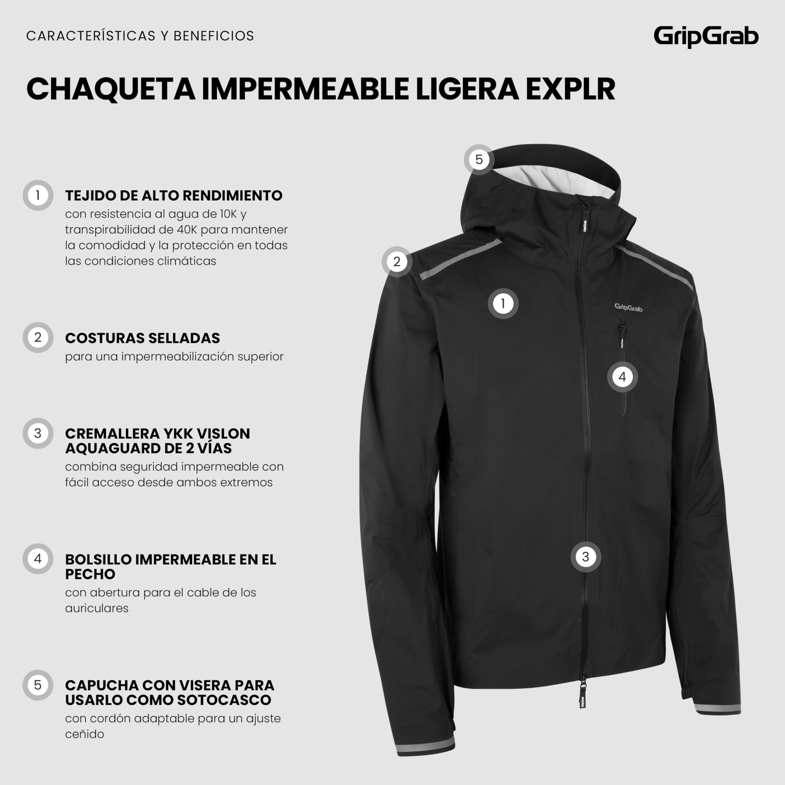 GripGrab Chaqueta Impermeable EXPLR Lightweight Chubasquero Impermeable Ciclismo Deportes de Exterior