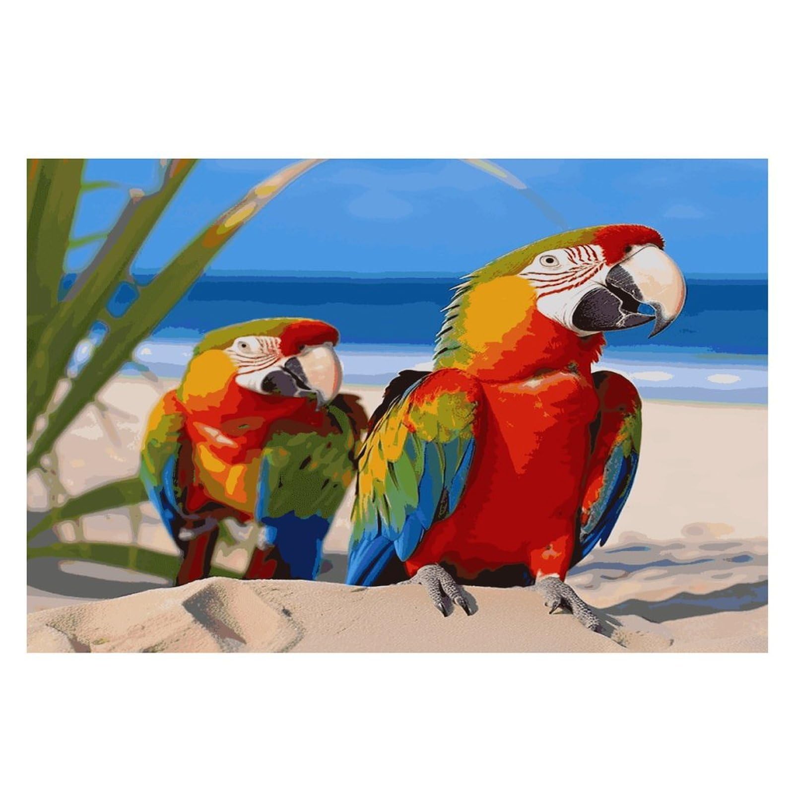 Beach Parrots Placemats Wipeable Heat Resistant Table Mats Washable Flax Place Mats Elegant Cloth Non-Slip Placemat for Kitchen Dinning Party Table Decor 12 * 18 in