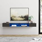 WAMPAT 70 inch Floating TV Shelf for Under TV, Floating TV Stand for 75 TVs, Wall Mount Media Console TV Stand with Storage for Living Room,Bedroom, Black
