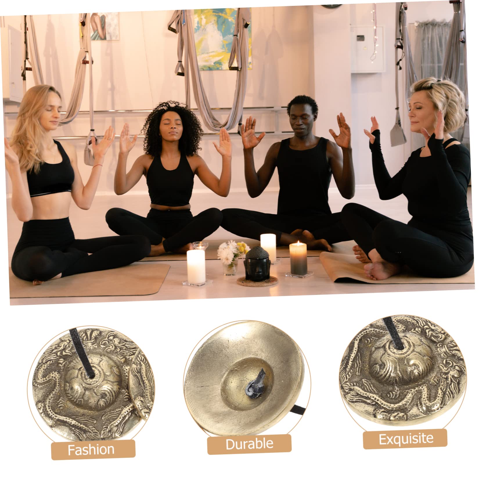 BESTonZON Meditation Hand Bell Cymbal Vintage Percussion Instrument Simple Operation Sound