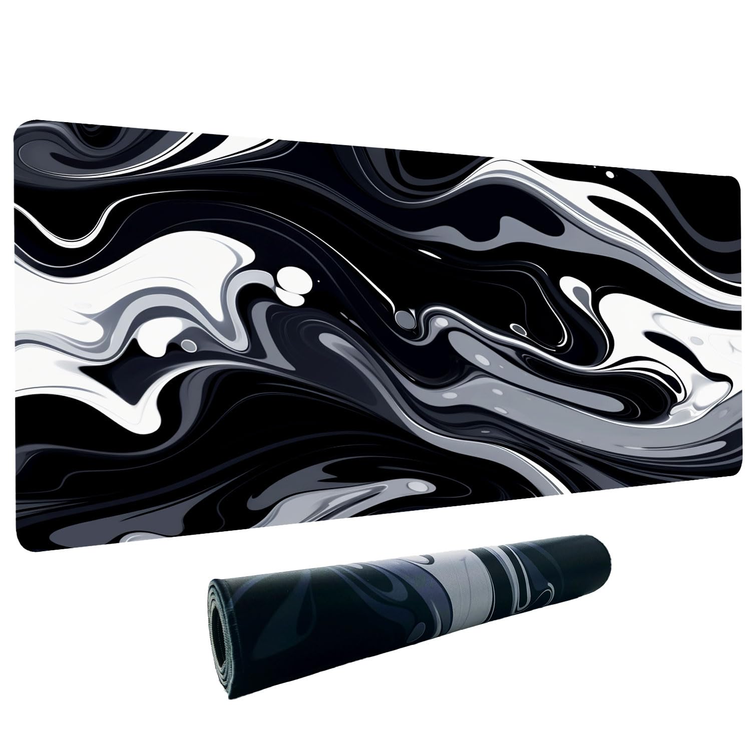 Marbled Design Fluid Pattern XXL Mouse Pad,Super Thick Waterproof Large Gaming Mousepad with Stitched Edge,Mouse Computer Desk Accessories,Non-Slip Base Mouse Keyboard Mat 31.5"X15.7"X0.16"