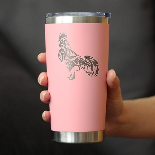 Miniatura 8 de Rooster - Insulated Coffee Tumbler Cup with Sliding Lid - Stainless Steel Travel Mug - Chicken Gifts and Farm Décor for Women and Men - Black