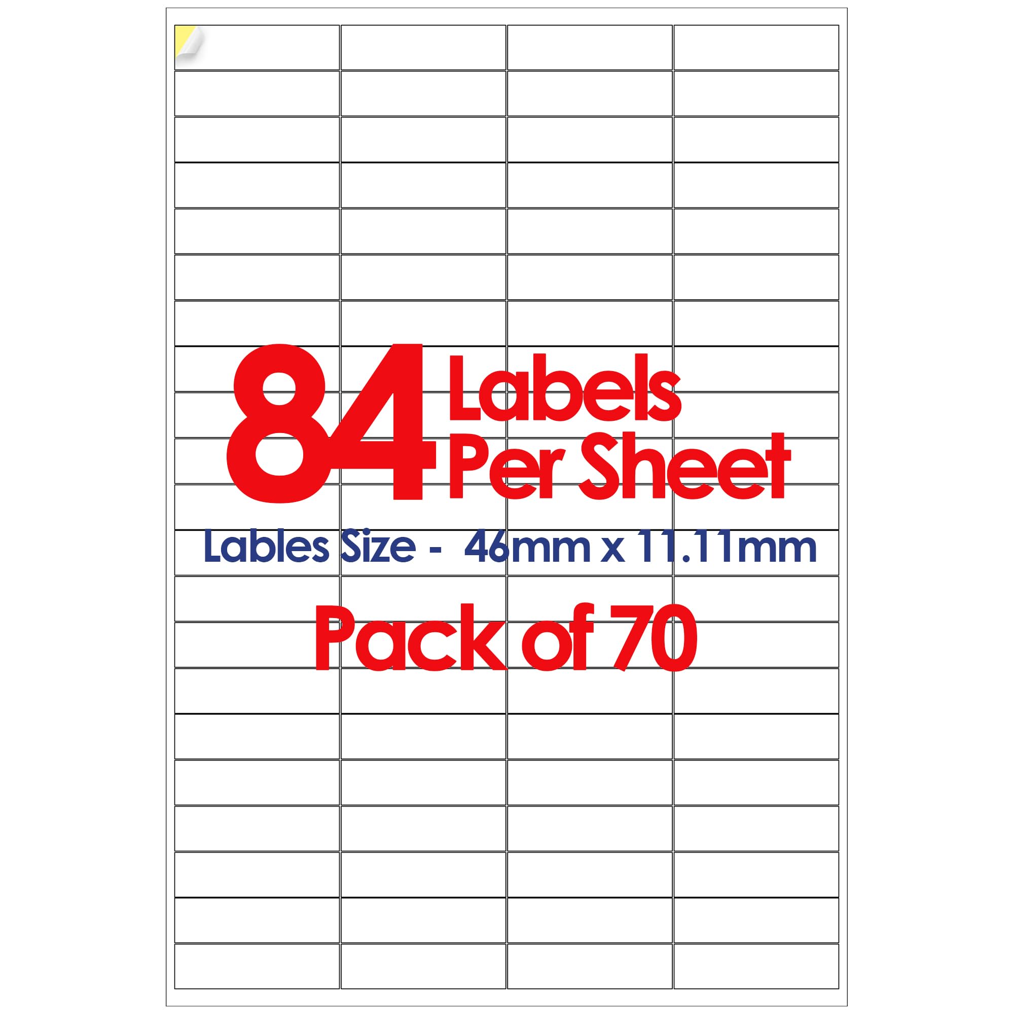 YUNJU A4 Self Adhesive Address Labels, 84 Label Per Sheet, 70 Sheets, Self Adhesive Quick Dry Labels for Inkjet & Laser Printer [46 X 11.11mm] 5880 Label
