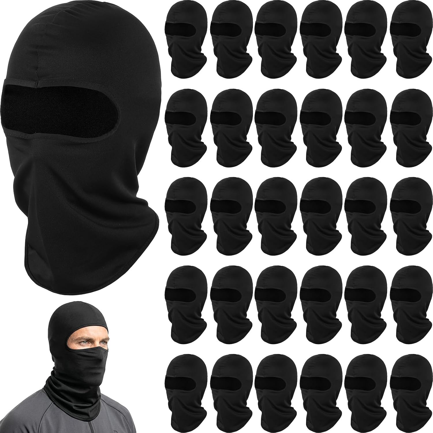 30 PCS Balaclava Ski Mask Full Face Cover Men Face Mask UV Protections Breathable Motorcycle Outdoor Sports Masks for Men Women Black