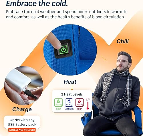 Miniatura 31 de Alpcour Asiento de estadio reclinable con calefacción para gradas, silla ancha con respaldo y cojín, reposabrazos, bolsillos laterales y gancho