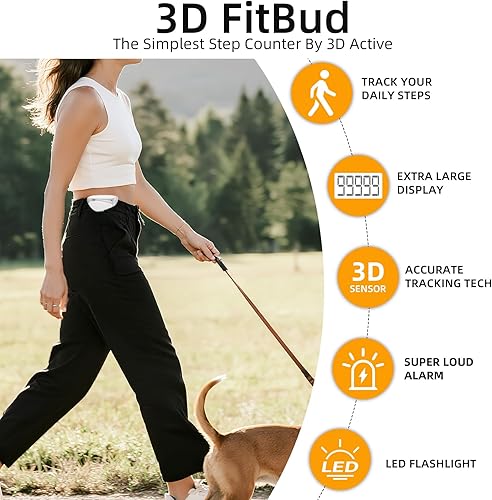 Miniatura 3 de Rastreador de fitness, contador digital de pasos con linterna LED y sirenas de alarma personal, altavoces extra fuertes de 110 dB para mujeres,