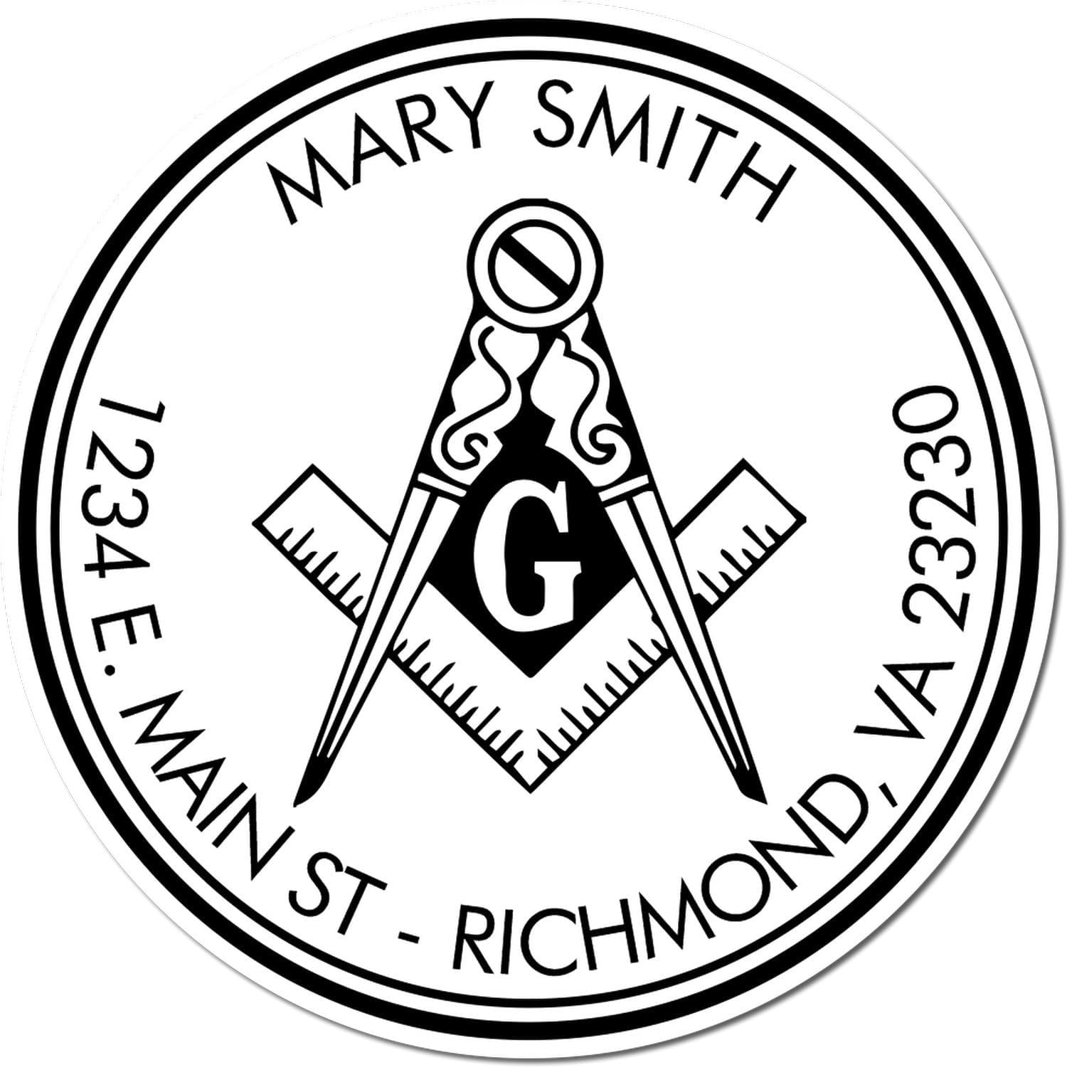 PSI Pre-Inked Majestic Masons Custom Address Stamp - Personalized Envelope Stamp for Masonic Collectors - Customized Round Stamp, 1-5/8 Size - Ideal for Personalized Mailing Needs, Envelope Stamp