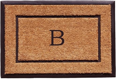 Calloway Mills 101631830B 18 x 30 in. The General Monogram Rectangular Doormat Natural & Black - Letter B