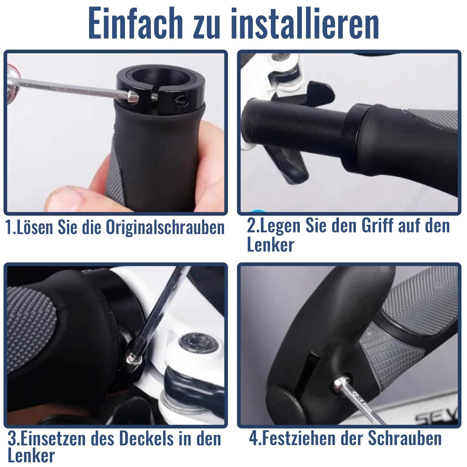Fahrradgriffe 22mm,Rutschfester Ergonomisch Lenkergriffe Fahrrad,Lock-On Lenkergriffe mit Fahrradklingel und Montagewerkzeug, für Mountainbike E-Bike Rennrad Trekkingrad Cityrad Sport & Freizeit