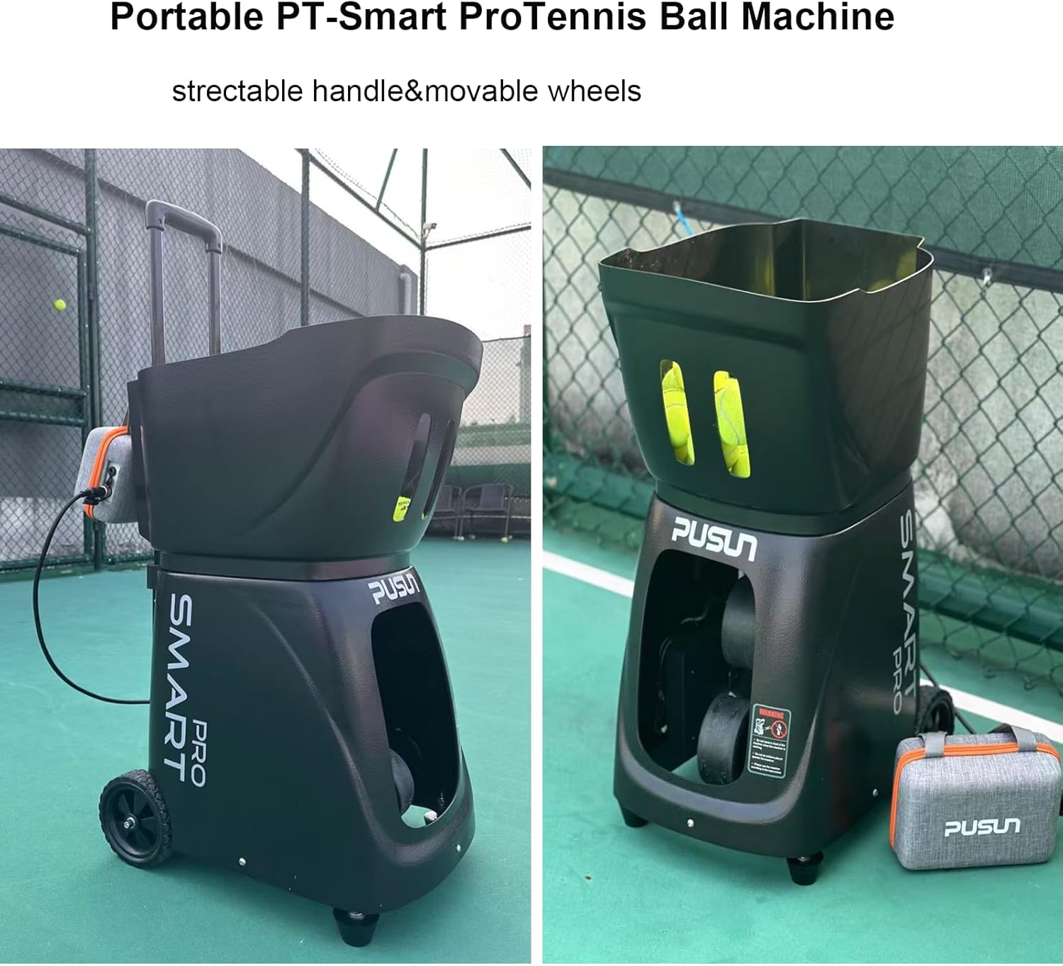 Pickleball Machine-PUSUN Launcher for Professional Training | App& Remote Control | Speed, Angle, Rotation Adjustment | Large Capacity (85+ Balls) | 4-6 Hour Battery Life | Self-Programming