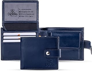 محفظة من ديبيل مصنوعة من الجلد الطبيعي للرجال، بتصميم كلاسيكي عصري باللون الأزرق، مع 8 فتحات للبطاقات ونافذتين للهوية
