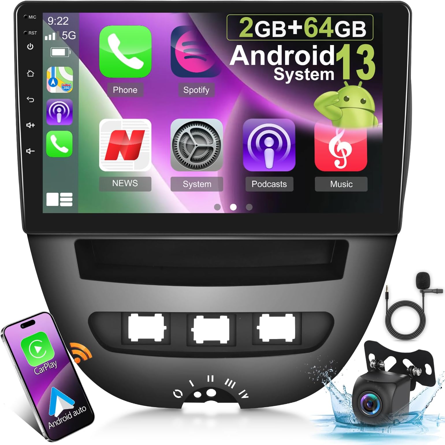 Citroen C1 Peugeot 108 Toyota Aygo Apple Carplay / Android Auto 10