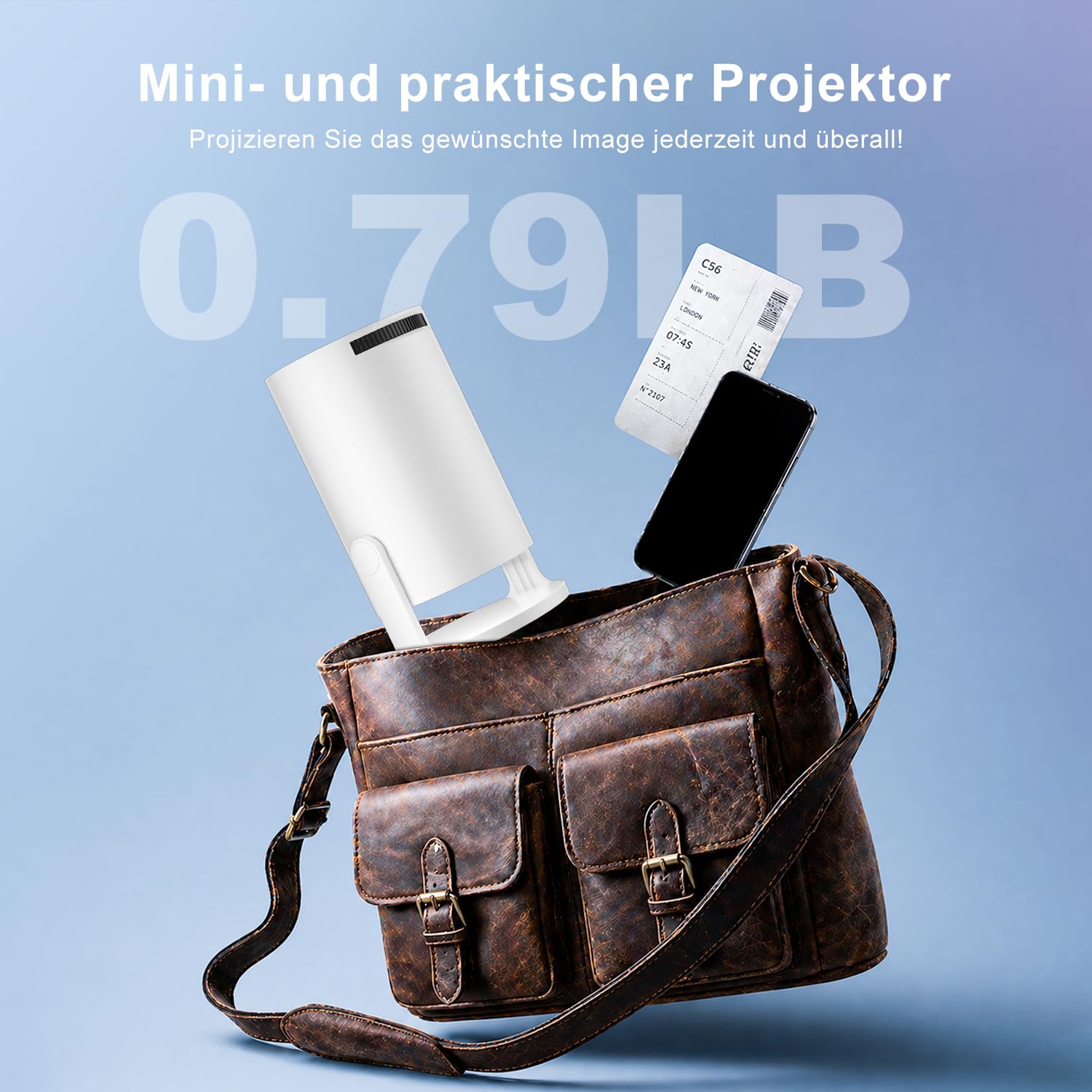 Salange Mini Beamer Unterstützt 4K, Android 14 mit Apps,Smart Projektor Tragbarer mit 5G WiFi 6 und Bluetooth 5.4,Klein Portable Beamer Auto Keystone 8000L 270°Dreh, Heimkino Outdoor,Weiß