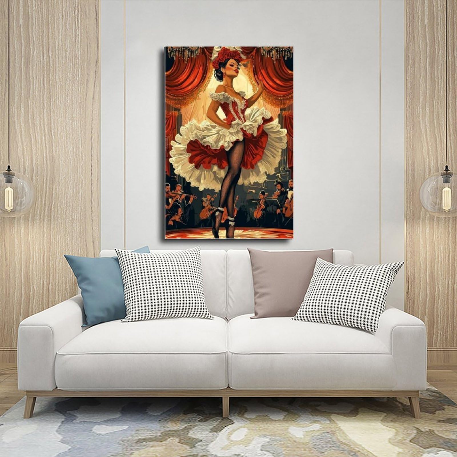 Poster su tela con illustrazione di cabaret parigino, danza cancanese francese, decorazione per camera da letto, ufficio, camera da letto, regalo, 60 x 90 cm