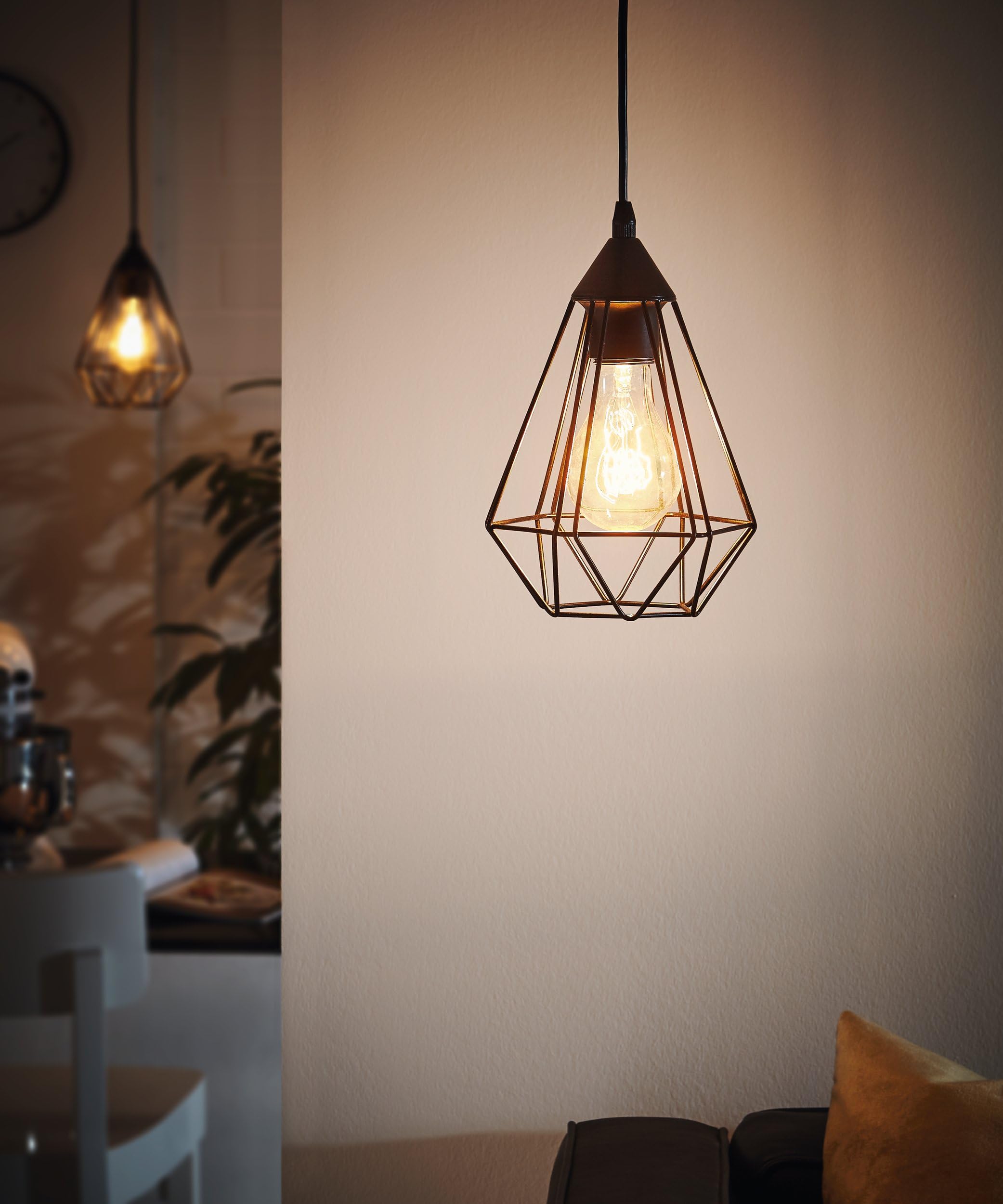 Eglo Lampada a sospensione Tarbes - punto luce vintage in stile retrò, acciaio e plastica, nero, E27, diametro 17,5 cm