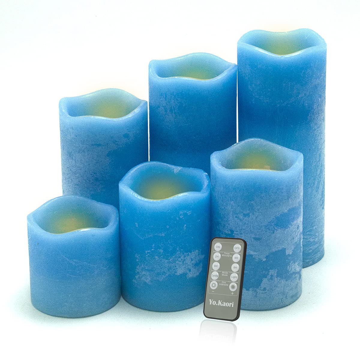 Buy Yo.Kaori Flameless LED Candles Battery Operated Sky Blue Real Wax