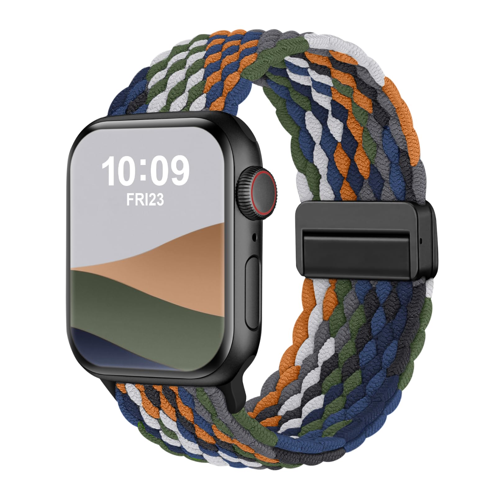 Geflochtenes Armband Kompatibel mit Apple Watch Armband 45mm 44mm 46mm 49mm,Elastisch Stoff Sport Nylon Armbänder mit Magnet Verschluss für iWatch SE 3 Series 11 10 9 8 7 6 5 4 3 2 1, Denim