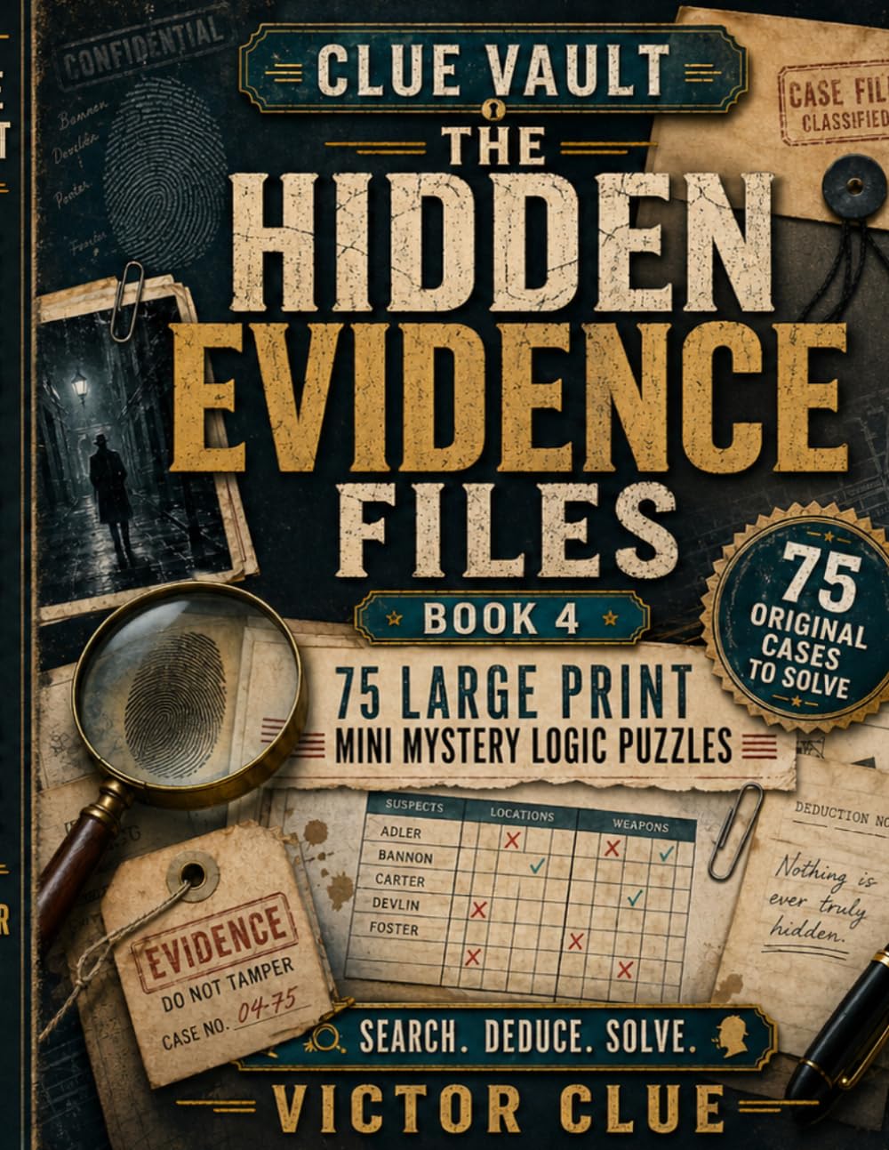 Clue Vault: The Hidden Evidence Files: 75 Print Mystery Logic Puzzles to Search the Grid, Test the Clues, and Catch the Culprit