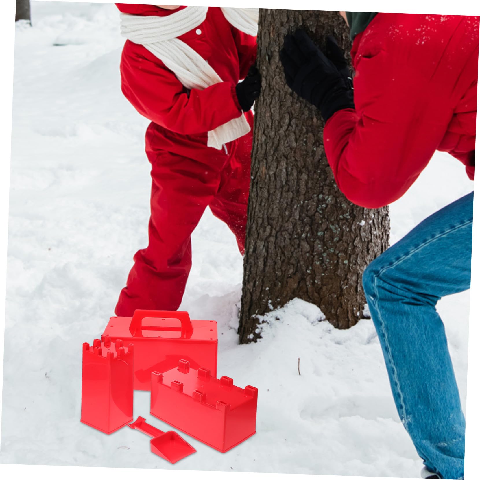 Juego de Moldes para Ladrillos de Nieve Resistente Heladas para Niños , Molde de Plástico Rojo Adecuado para Jugar al Aire Libre en Invierno