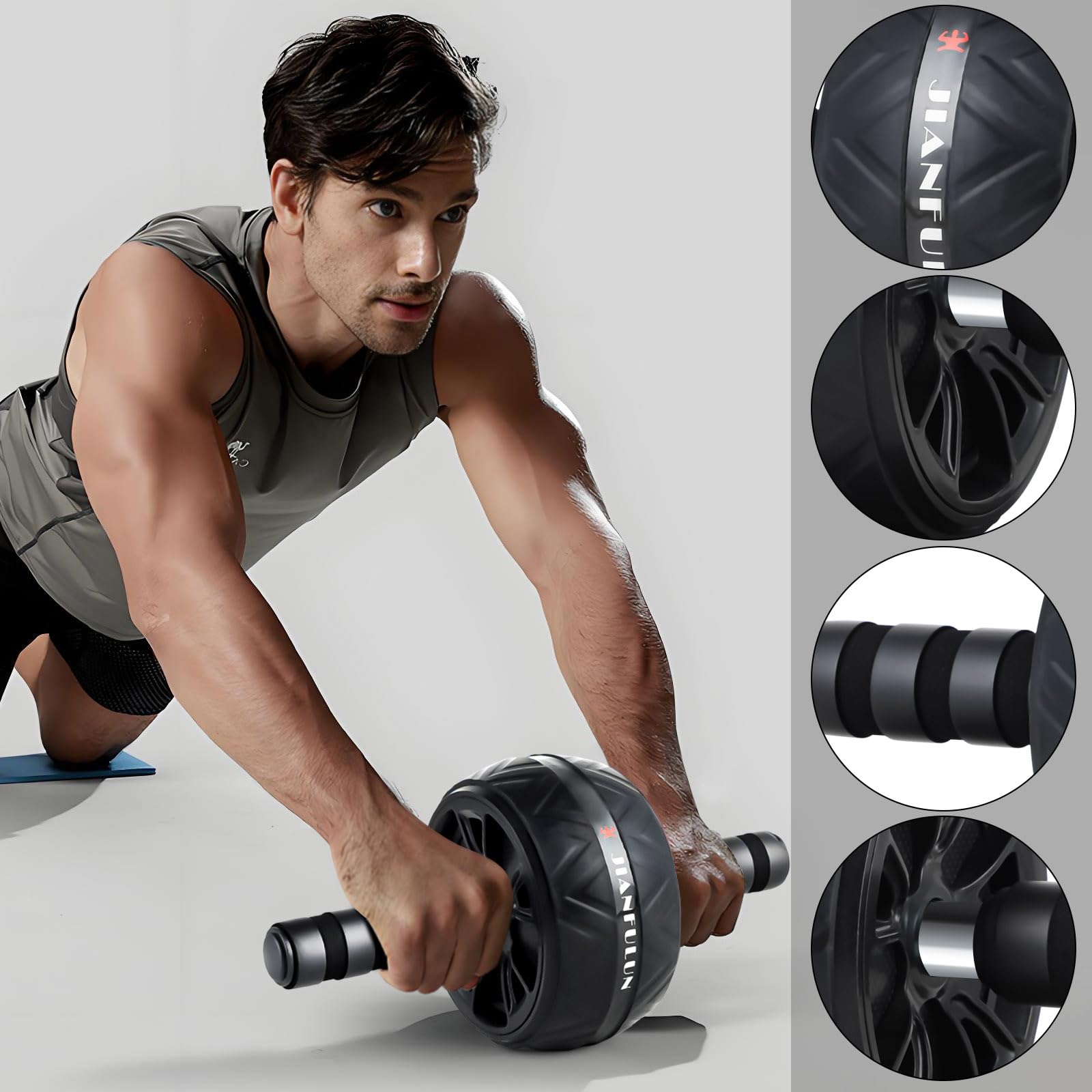 uchroller - Bauchroller AB Roller - Ab Roller Bauchtrainer mit Kniematte - Rutschfester Bauchmuskeltraining Gerät für Zuhause - Geeignet für Anfänger und Profis