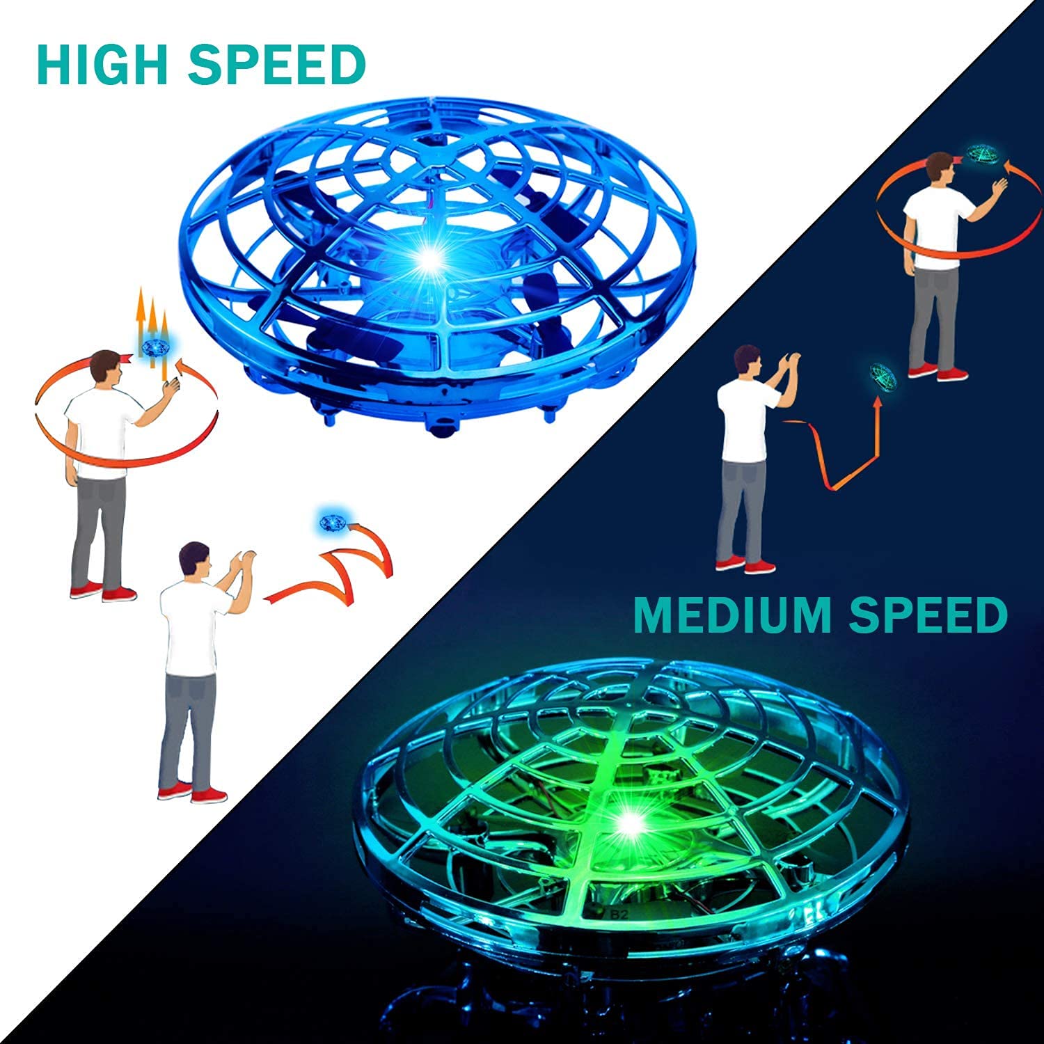 ShinePick UFO Mini drone, giocattolo per bambini, sensore a mano, quadricottero a induzione a infrarossi, giocattolo volante, regalo per ragazzi e ragazze, per interni ed esterni