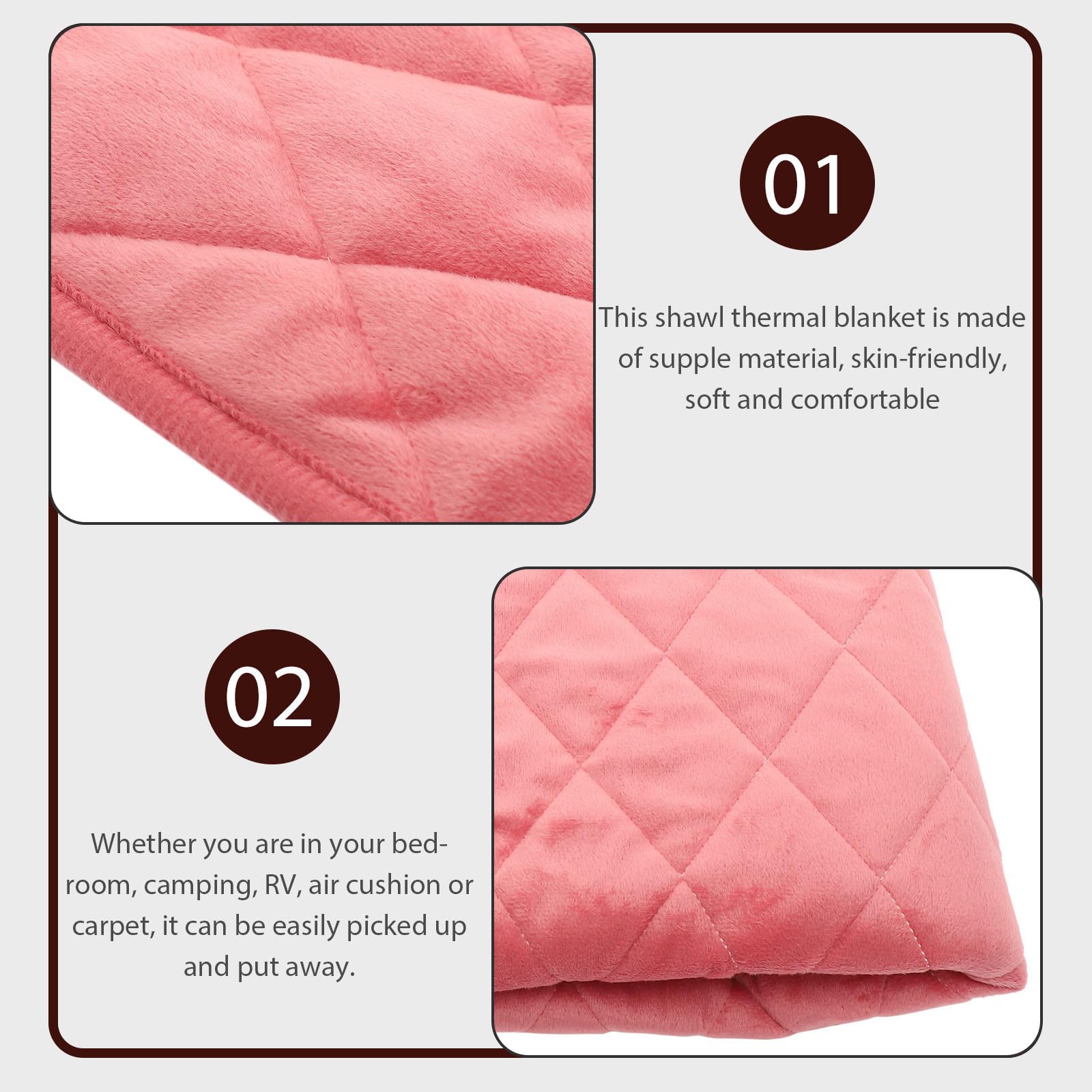 Couverture Chauffante Électrique USB en Polyester Rose, Chauffe Rapide et Sécurité, pour Chambre ou Camping-Car, Plaid Polyvalent et Confortable