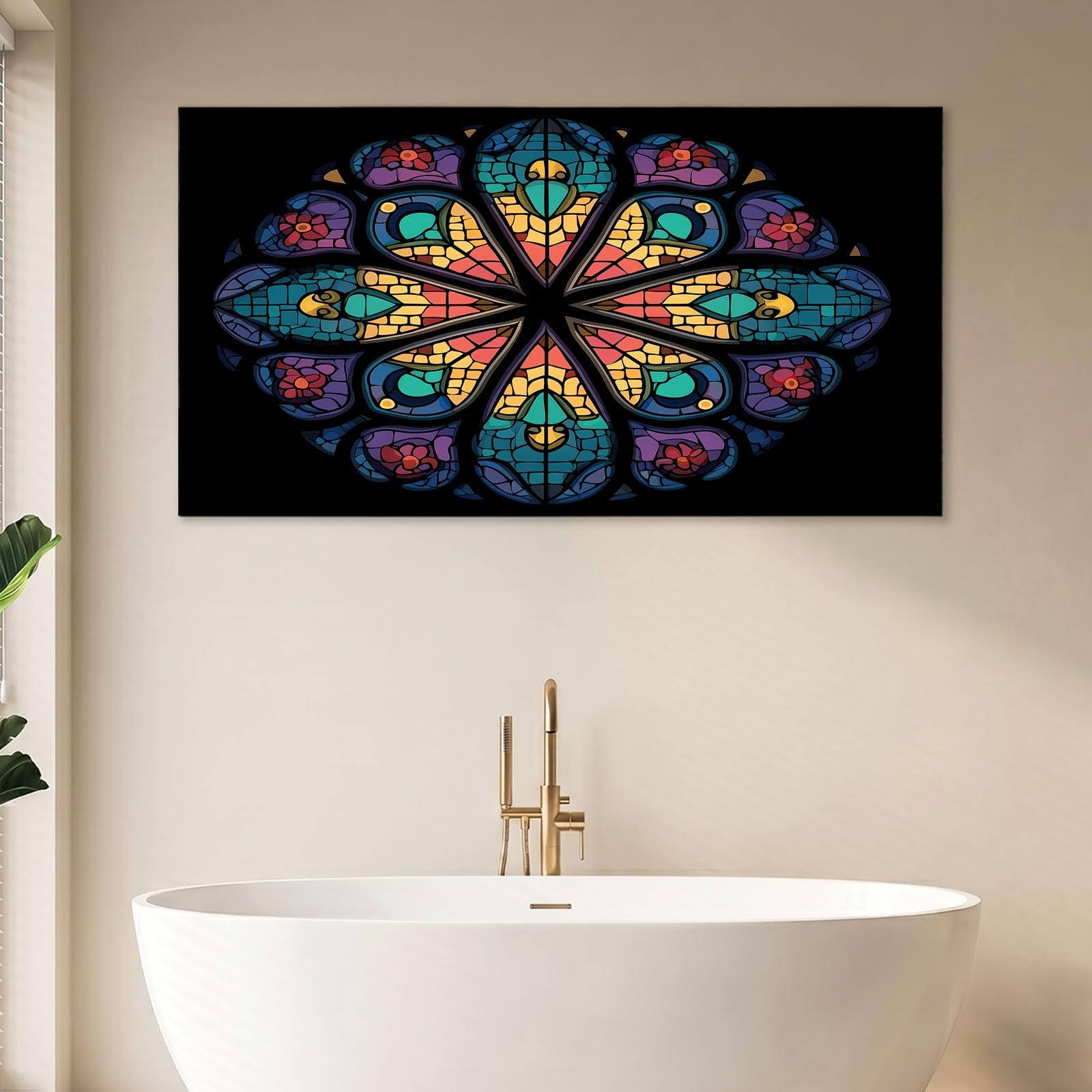 Obraz na płótnie z ramą, nowoczesne obrazy ścienne do salonu, 100 x 70 cm, czarny, geometria, kalejdoskop, druk artystyczny, obrazy do sypialni, biura i łazienki