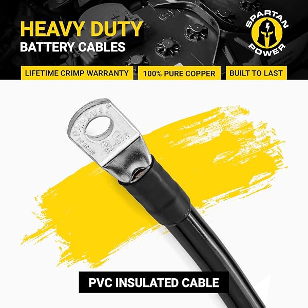 Spartan Power 4 AWG or 25 mm² 3.66 Meters Battery Cable Set with M10 Ring Terminals - 3
