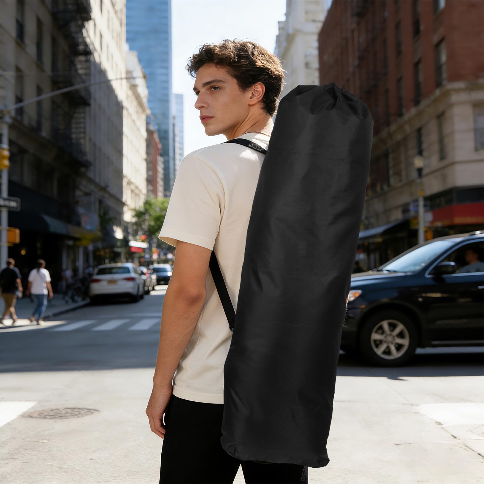 Zaino per Skateboard Oxford 110x35 Cm con Tracolla Imbottita, Borsa Porta Longboard e Paddleboard Resistente con Scomparti Organizzatori per Trasporto Outdoor