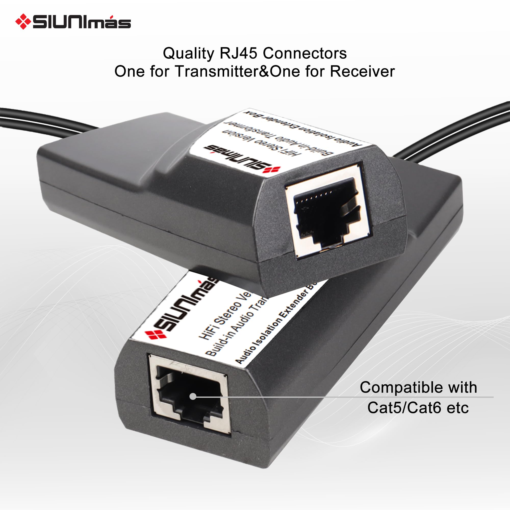 Convertitore audio da RJ45 a RCA maschio-femmina, isolatori audio integrati che si collegano su Cat5/Cat6, ecc., connettori con rivestimento in oro di qualità a convertitore audio stereo RJ45