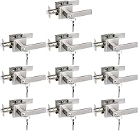 Vista 13 de USHTL01-SN-BK-6P - Manija cuadrada de privacidad para puerta de níquel cepillado sin llaves para dormitorio o baño, USHTL01-SN-BK-6P