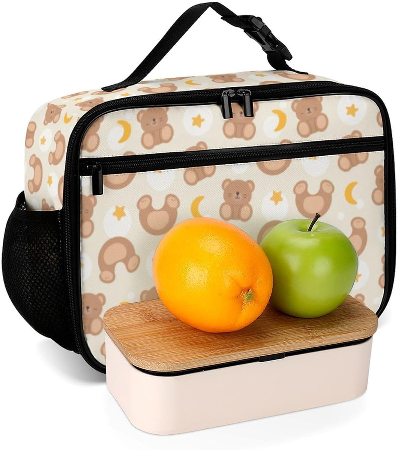 Cute Brown Teddy Bears Reusable Lunch Box Insulated Lunch Bag Cooler Bag Lunchbox Meal Food Container Tote Bag for Women Kids Girls Boy School Camping Hiking Picnic Beach Travel