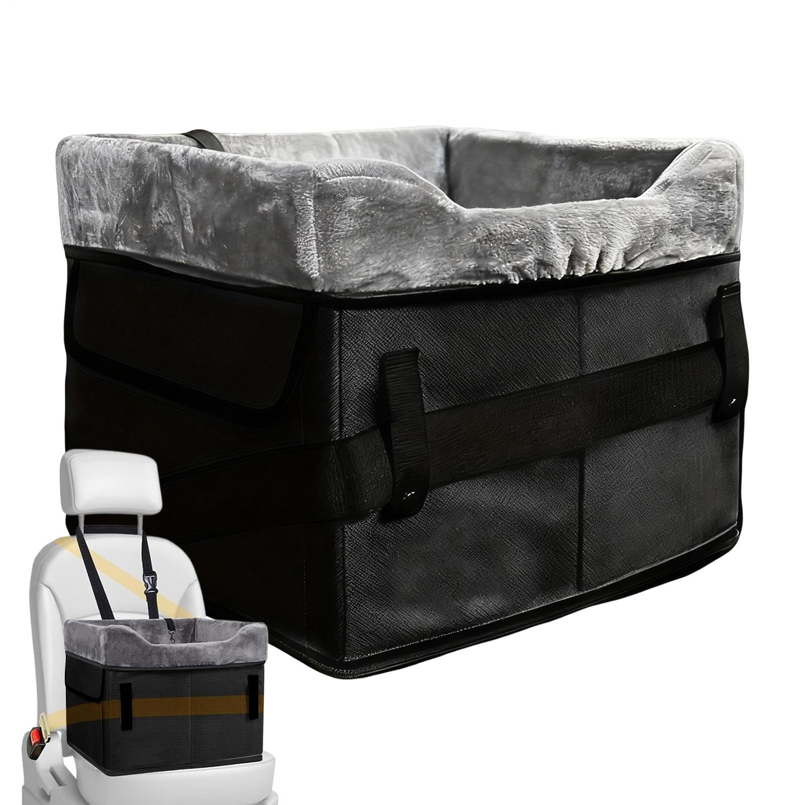 Asiento de Coche para Perros Cama Lavable De Peluche Para Cachorros | Cama Canina De Coche Con Bolsillos De Almacenamiento Para Mascotas Hasta 11 Kg En Coche Ajustable Varias Posiciones