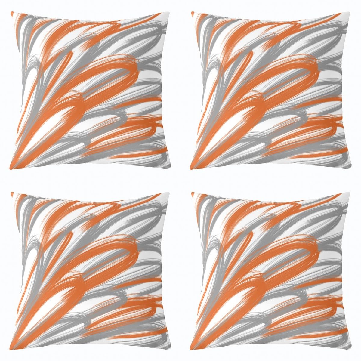 Homemissing Luxury Stripes Throw Pillow Covers 50x50cm Set of 4 Geometric Decorative Pillow Case Pillowcase Modern Striped Art Cushion Cover Farmhouse Orange Grey Stripes Outdoor Pillows Covers
