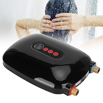 Water Heating Device, Tankless Hot Water Heater Bathroom Supplies Electric Water Heater Tankless Water Heater Electric for Bathroomkitchen(Black, Pink)