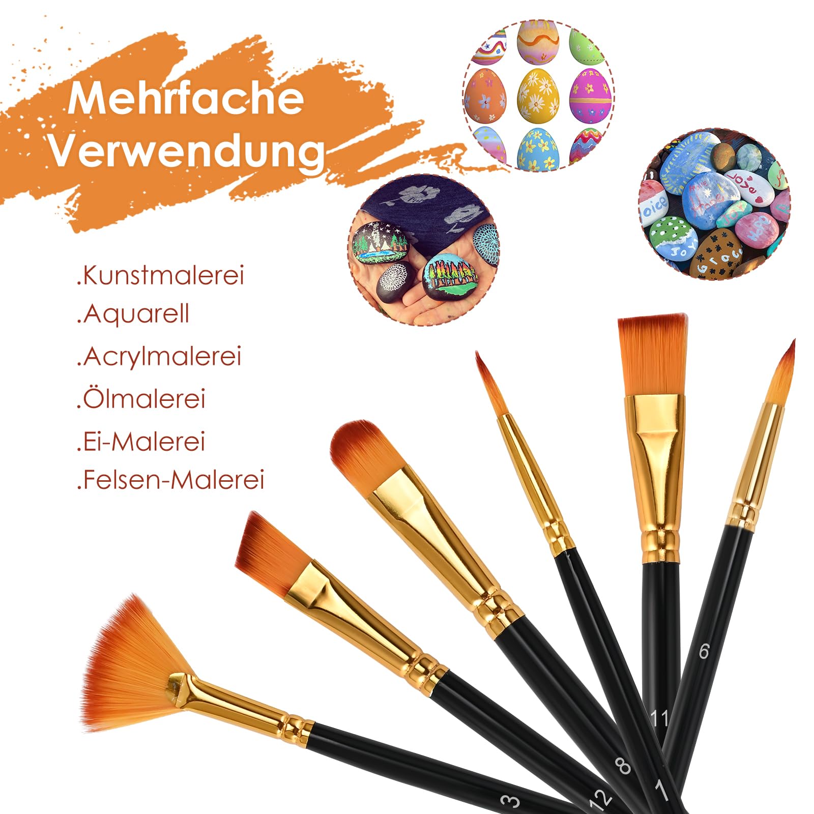 GOLDGE Lot De 19 Pinceaux De Peinture Acrylique Pinceaux D'artiste Pour