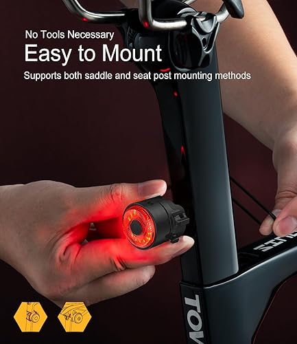 Miniatura 4 de TOWILD TL03 - Luz trasera para bicicleta, luces traseras de bicicleta con detección de freno inteligente, cable tipo C, impermeable, luces traseras