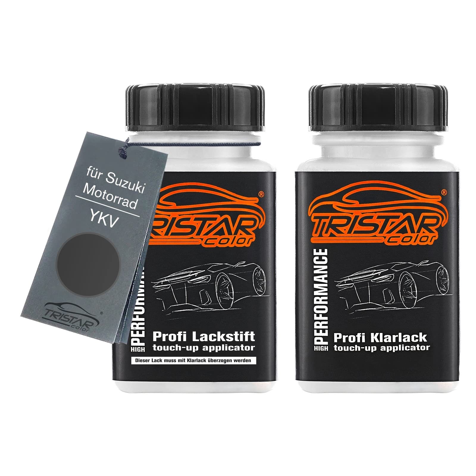 Tristarcolor Black Perl Metallic Matt Motorcycle Paint Touch-Up Pen Set For Suzuki Motorrad Ykv Base Coat Clear Coat 50Ml Each