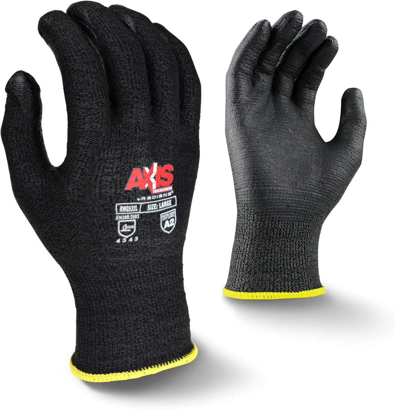 Flash Deals - 60% OFF Radians RWG532S Axis Touchscreen Cut Protection Level A2 Work Gloves, Pair, Small (Pack of 12),Black