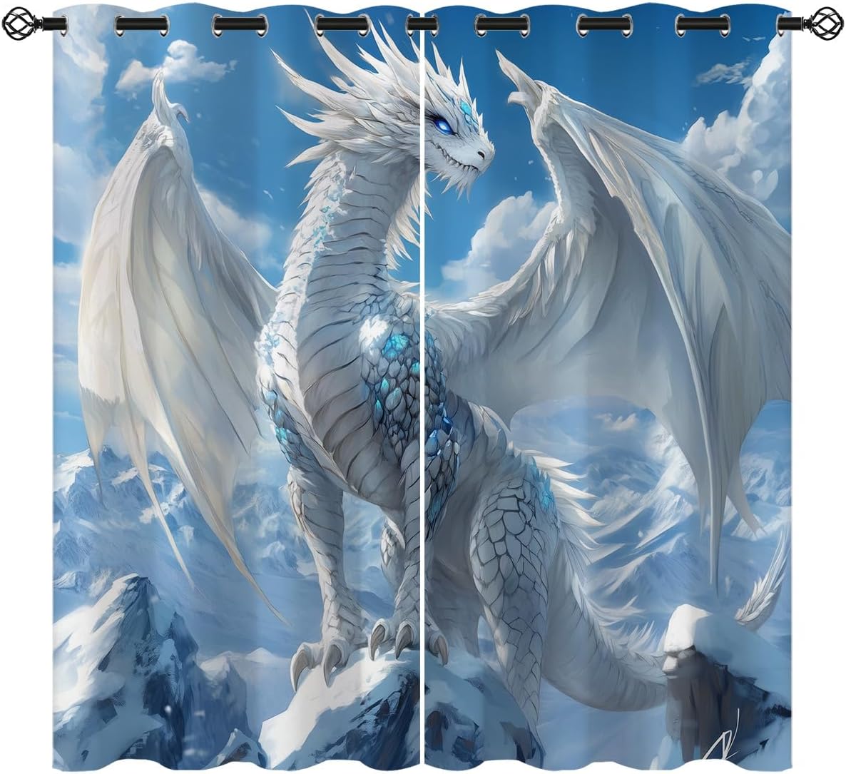 Dragon Blackout Curtains for Girls Kids Teen Boys Home Decor,Watercolor Purple Magical Fantasy Dragon Grommet Thermal Insulated Drapes Darkening Window Curtain for Bedroom Living Room, 42 x 45 Inch