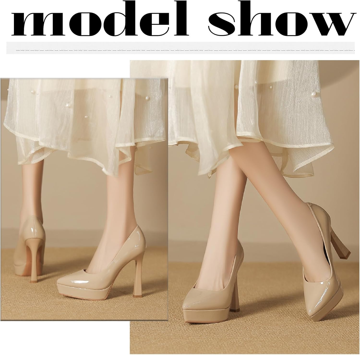 Women's Patent Leather Platform Stiletto Pumps Sexy Closed Pointed Toe Slip On Comfortable High Heels Sandals for Party Wedding Date Office Dress Shoes - Image 7